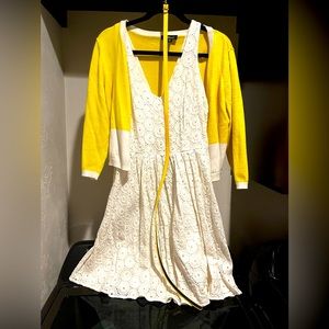 Dress, belt, cardigan set. Size 14